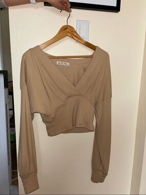 Free People all nighter waffle knit Cropped Wrap-Style Top